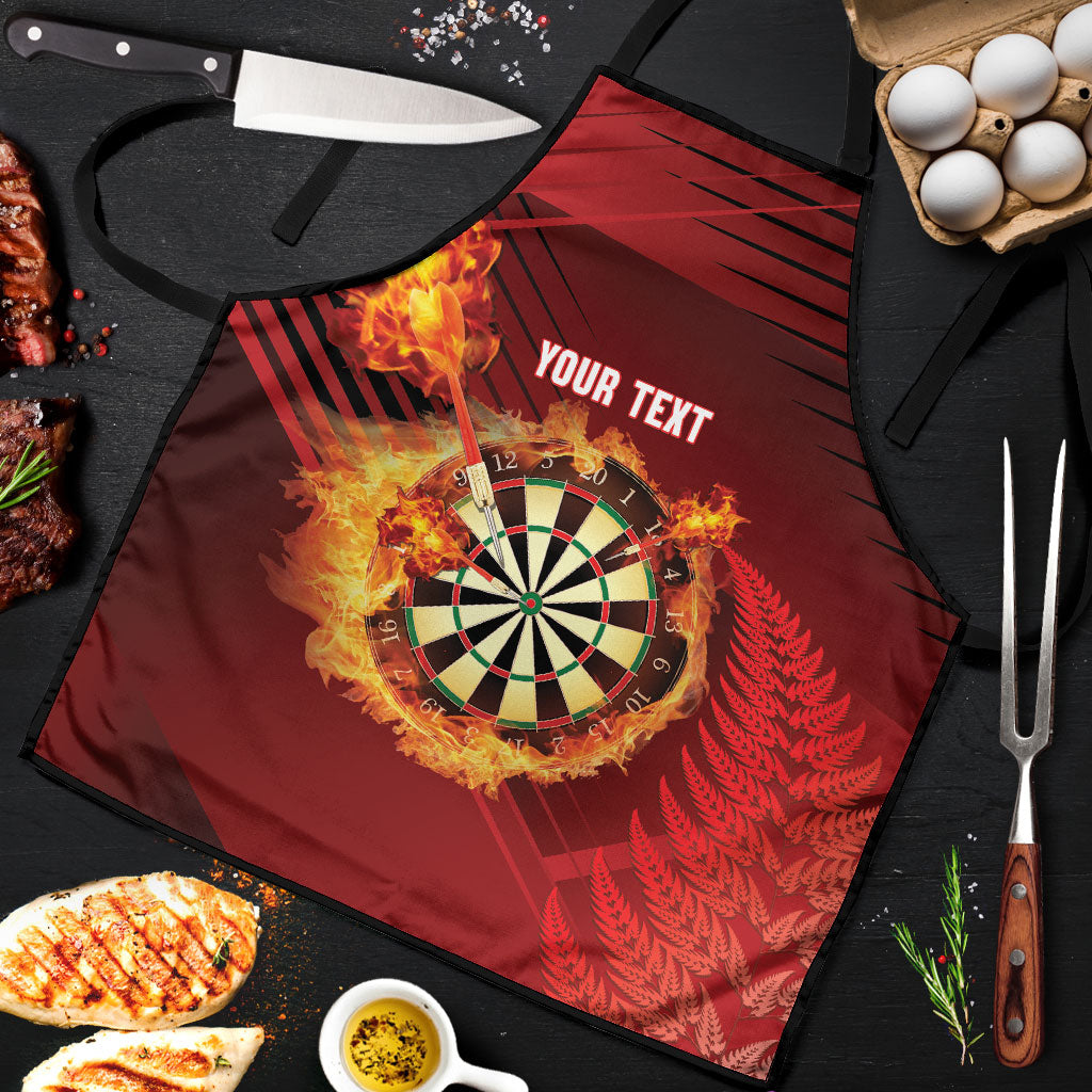 Personalised Darts New Zealand Apron Silver Fern Red Color LT22 Red - Polynesian Pride