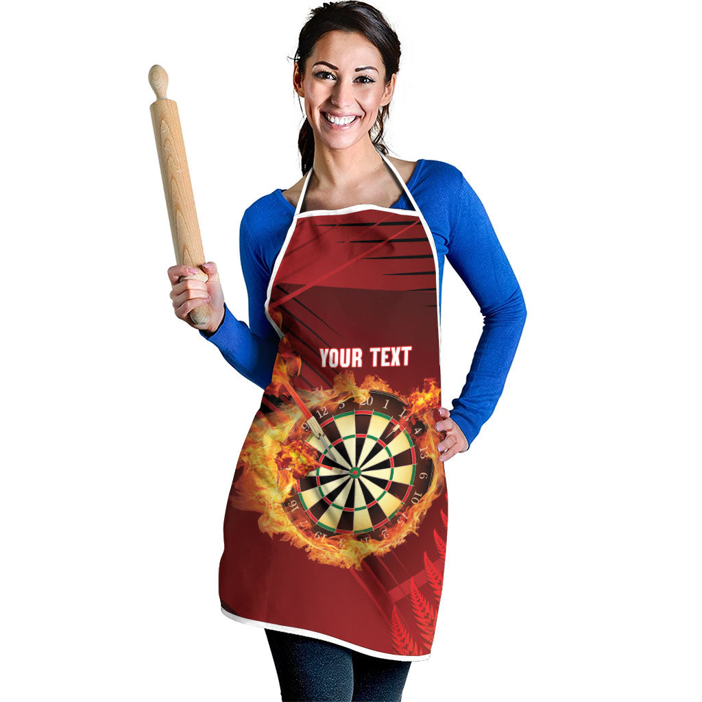Personalised Darts New Zealand Apron Silver Fern Red Color LT22 - Polynesian Pride