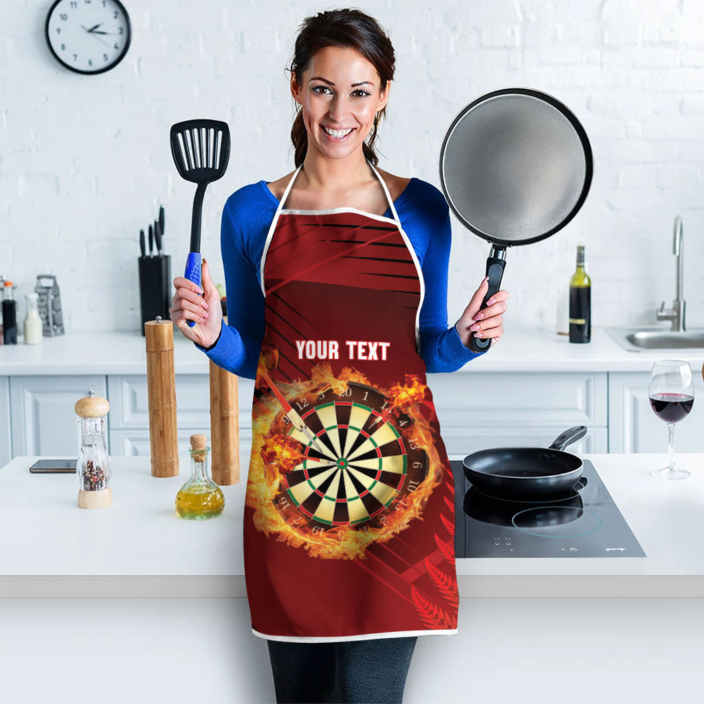 Personalised Darts New Zealand Apron Silver Fern Red Color LT22 - Polynesian Pride