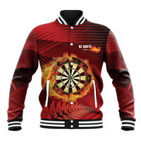 Personalised Darts New Zealand Baseball Jacket Silver Fern Red Color LT22 Unisex Red - Polynesian Pride