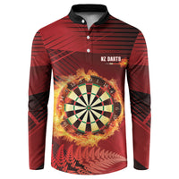 Personalised Darts New Zealand Button Sweatshirt Silver Fern Red Color LT22 Red - Polynesian Pride