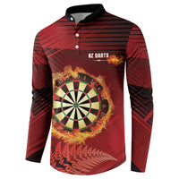Personalised Darts New Zealand Button Sweatshirt Silver Fern Red Color LT22 - Polynesian Pride