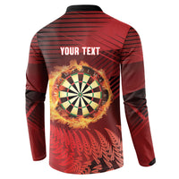 Personalised Darts New Zealand Button Sweatshirt Silver Fern Red Color LT22 - Polynesian Pride