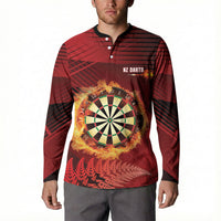 Personalised Darts New Zealand Button Sweatshirt Silver Fern Red Color LT22 - Polynesian Pride