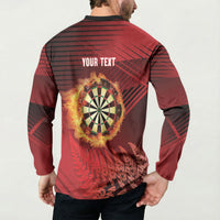 Personalised Darts New Zealand Button Sweatshirt Silver Fern Red Color LT22 - Polynesian Pride