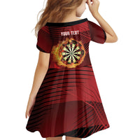 Personalised Darts New Zealand Kid Short Sleeve Dress Silver Fern Red Color LT22 - Polynesian Pride
