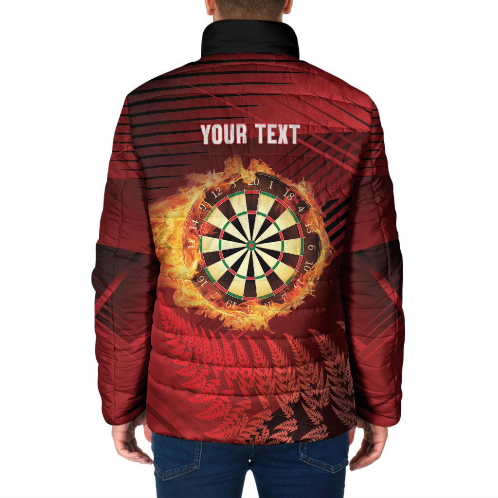 Personalised Darts New Zealand Padded Jacket Silver Fern Red Color LT22 - Polynesian Pride