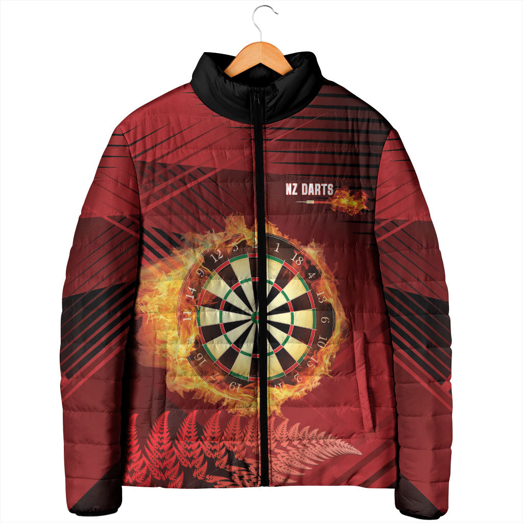 Personalised Darts New Zealand Padded Jacket Silver Fern Red Color LT22 - Polynesian Pride