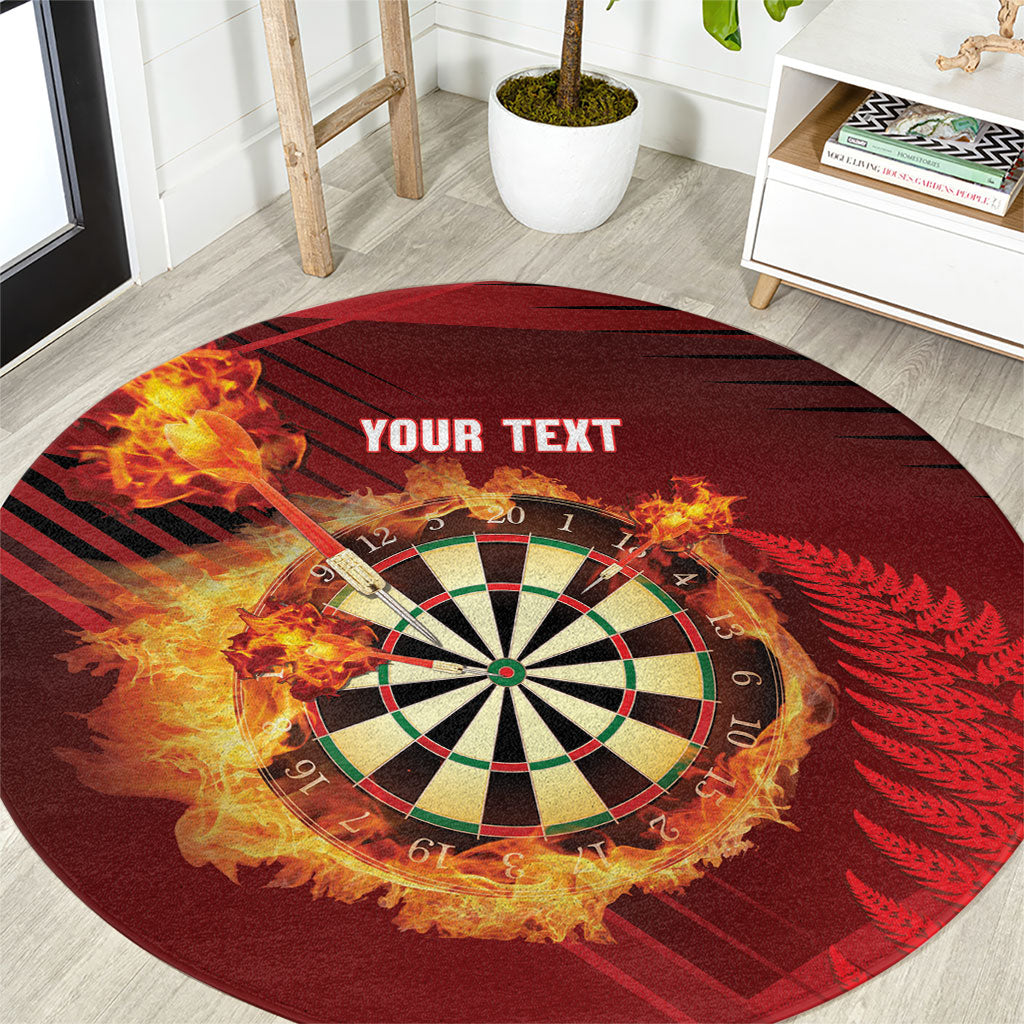 Personalised Darts New Zealand Round Carpet Silver Fern Red Color LT22 Red - Polynesian Pride