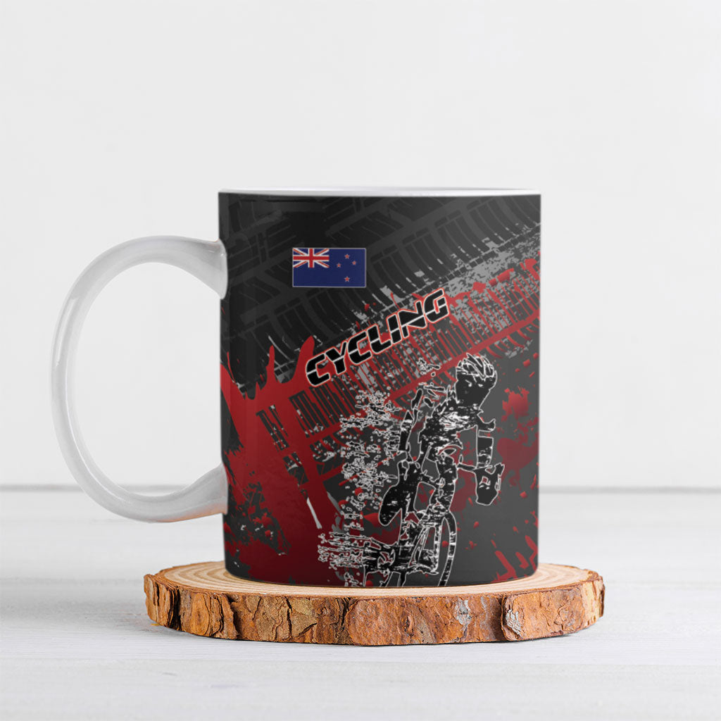 Personalised Cycling New Zealand Ceramic Mug Aotearoa Pride Sportswear LT22 Red - Polynesian Pride