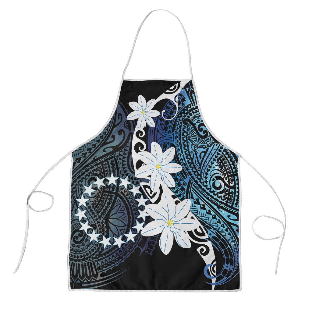 Cook Islands Maori Language Week Apron Tiare Maori Kuki Airani Blue Pattern LT22 Blue - Polynesian Pride