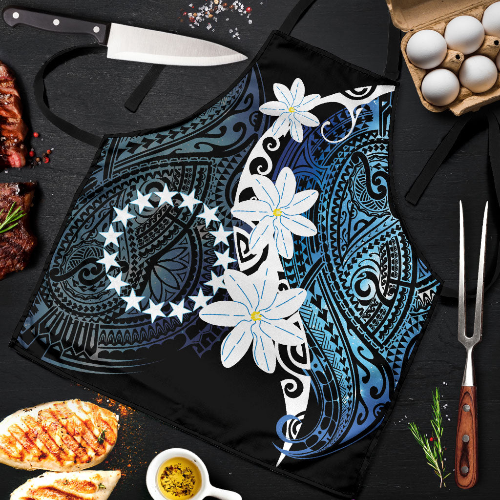 Cook Islands Maori Language Week Apron Tiare Maori Kuki Airani Blue Pattern LT22 Blue - Polynesian Pride
