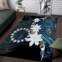Cook Islands Maori Language Week Area Rug Tiare Maori Kuki Airani Blue Pattern LT22 Blue - Polynesian Pride