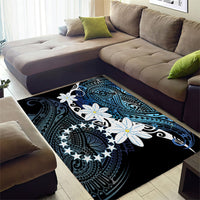 Cook Islands Maori Language Week Area Rug Tiare Maori Kuki Airani Blue Pattern LT22 - Polynesian Pride
