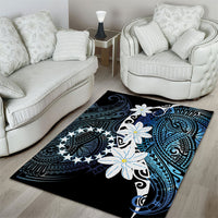 Cook Islands Maori Language Week Area Rug Tiare Maori Kuki Airani Blue Pattern LT22 - Polynesian Pride