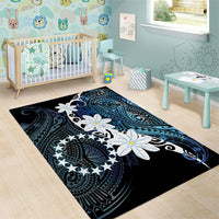 Cook Islands Maori Language Week Area Rug Tiare Maori Kuki Airani Blue Pattern LT22 - Polynesian Pride