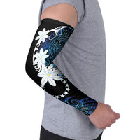 Cook Islands Maori Language Week Arm Sleeves Tiare Maori Kuki Airani Blue Pattern LT22 - Polynesian Pride