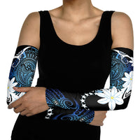 Cook Islands Maori Language Week Arm Sleeves Tiare Maori Kuki Airani Blue Pattern LT22 - Polynesian Pride