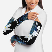 Cook Islands Maori Language Week Arm Sleeves Tiare Maori Kuki Airani Blue Pattern LT22 - Polynesian Pride