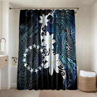 Cook Islands Maori Language Week Bathroom Set Tiare Maori Kuki Airani Blue Pattern LT22 Shower Curtain Only Blue - Polynesian Pride