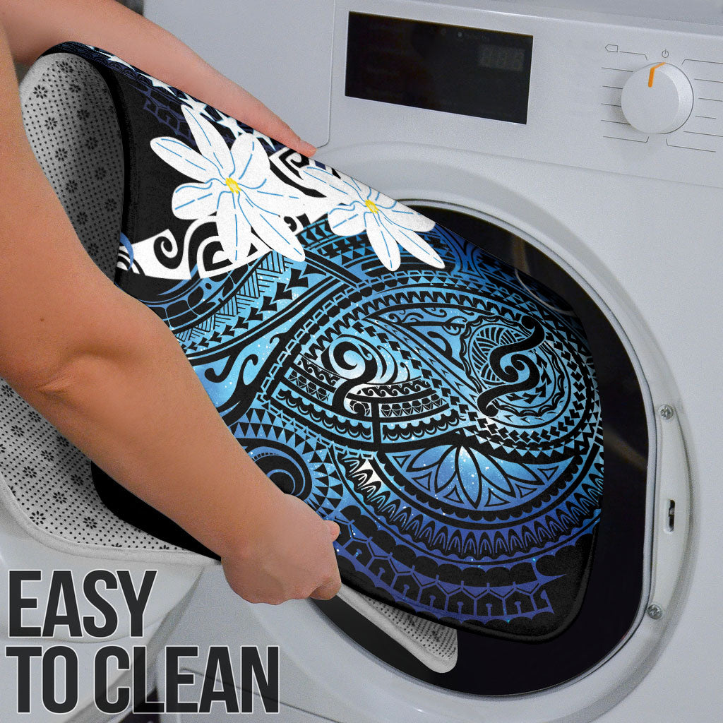 Cook Islands Maori Language Week Bathroom Set Tiare Maori Kuki Airani Blue Pattern LT22 - Polynesian Pride
