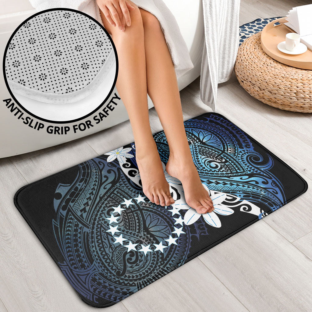 Cook Islands Maori Language Week Bathroom Set Tiare Maori Kuki Airani Blue Pattern LT22 - Polynesian Pride