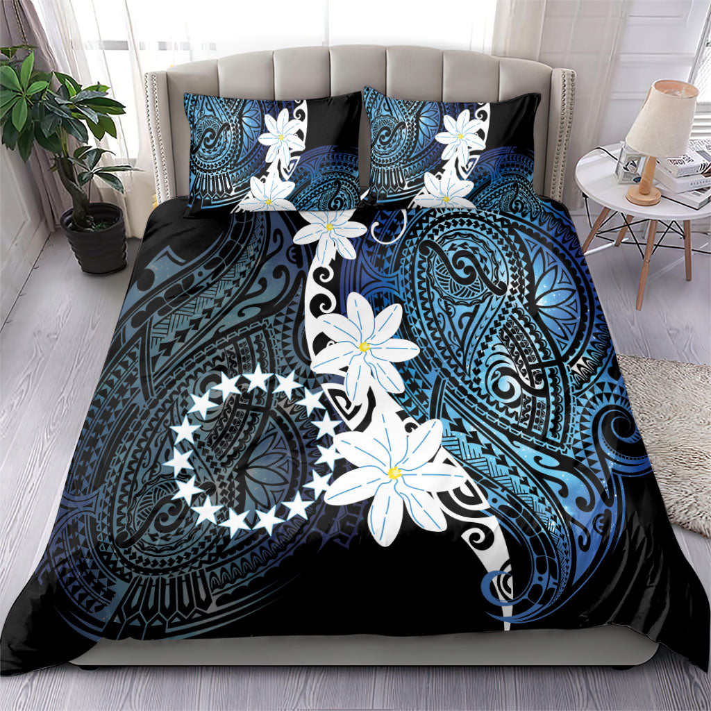 Cook Islands Maori Language Week Bedding Set Tiare Maori Kuki Airani Blue Pattern LT22 - Polynesian Pride