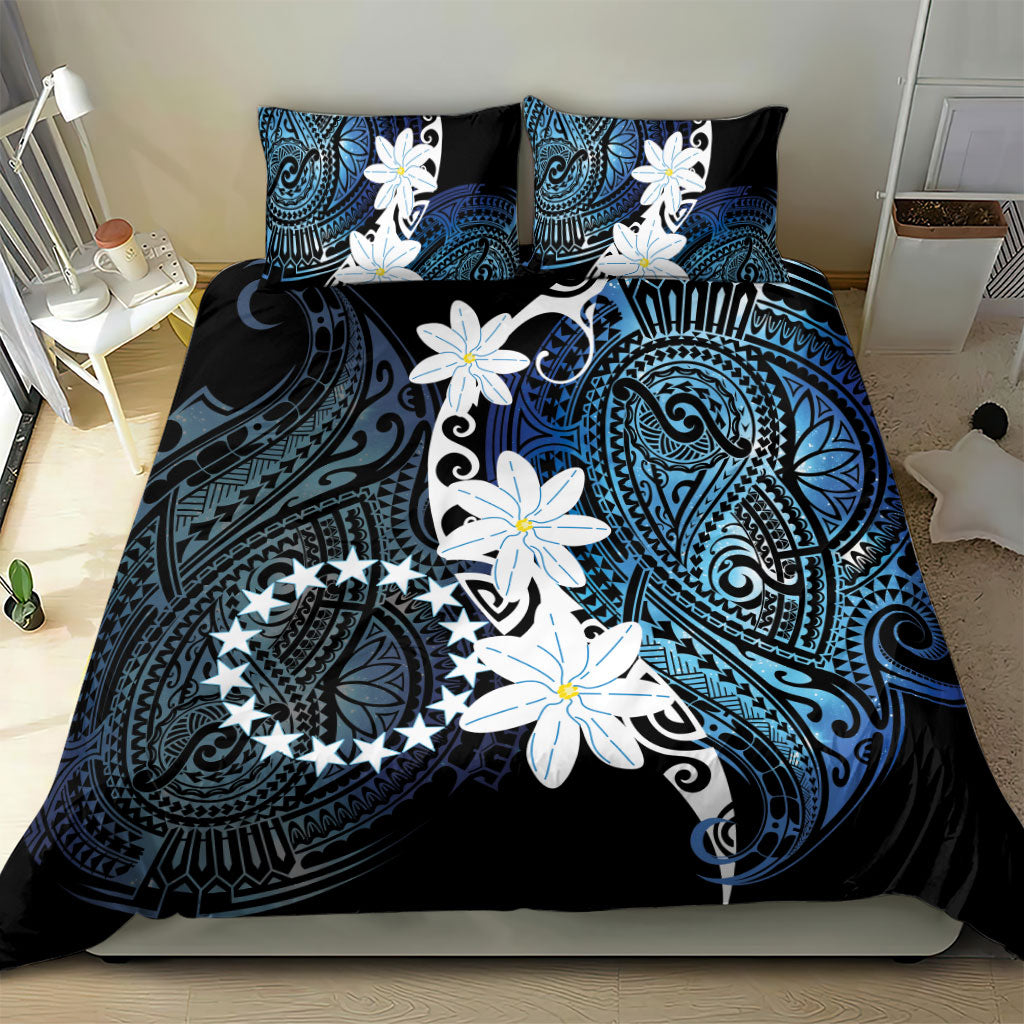 Cook Islands Maori Language Week Bedding Set Tiare Maori Kuki Airani Blue Pattern LT22 - Polynesian Pride