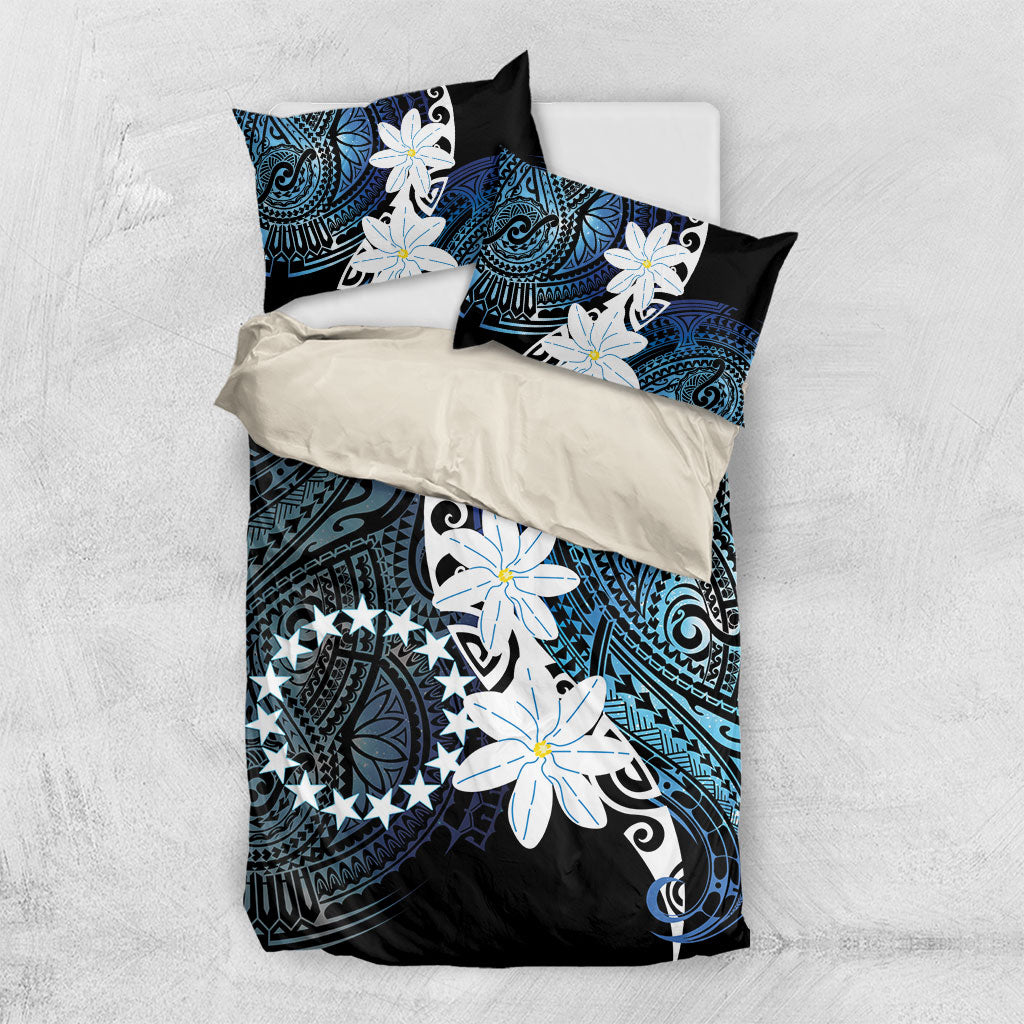 Cook Islands Maori Language Week Bedding Set Tiare Maori Kuki Airani Blue Pattern LT22 US Twin 172cm x 218cm Blue - Polynesian Pride
