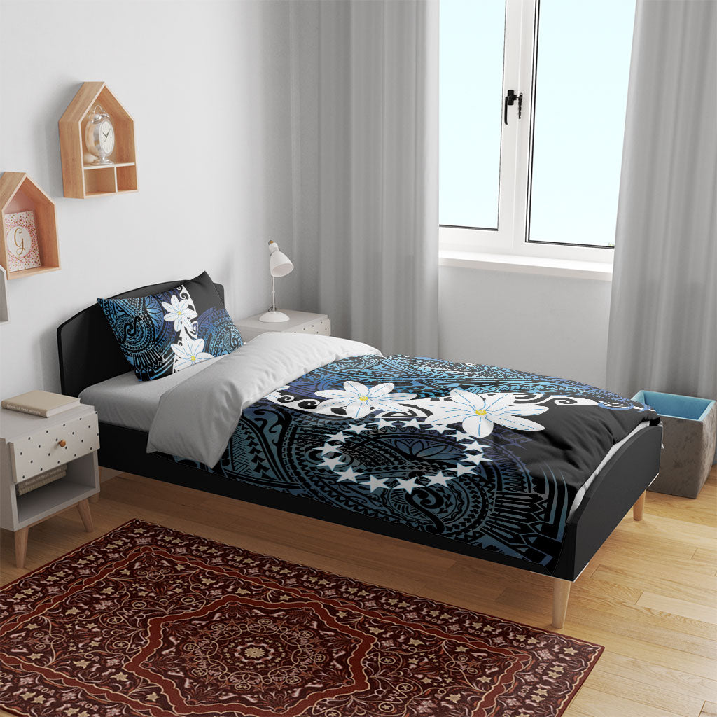 Cook Islands Maori Language Week Bedding Set Tiare Maori Kuki Airani Blue Pattern LT22 - Polynesian Pride