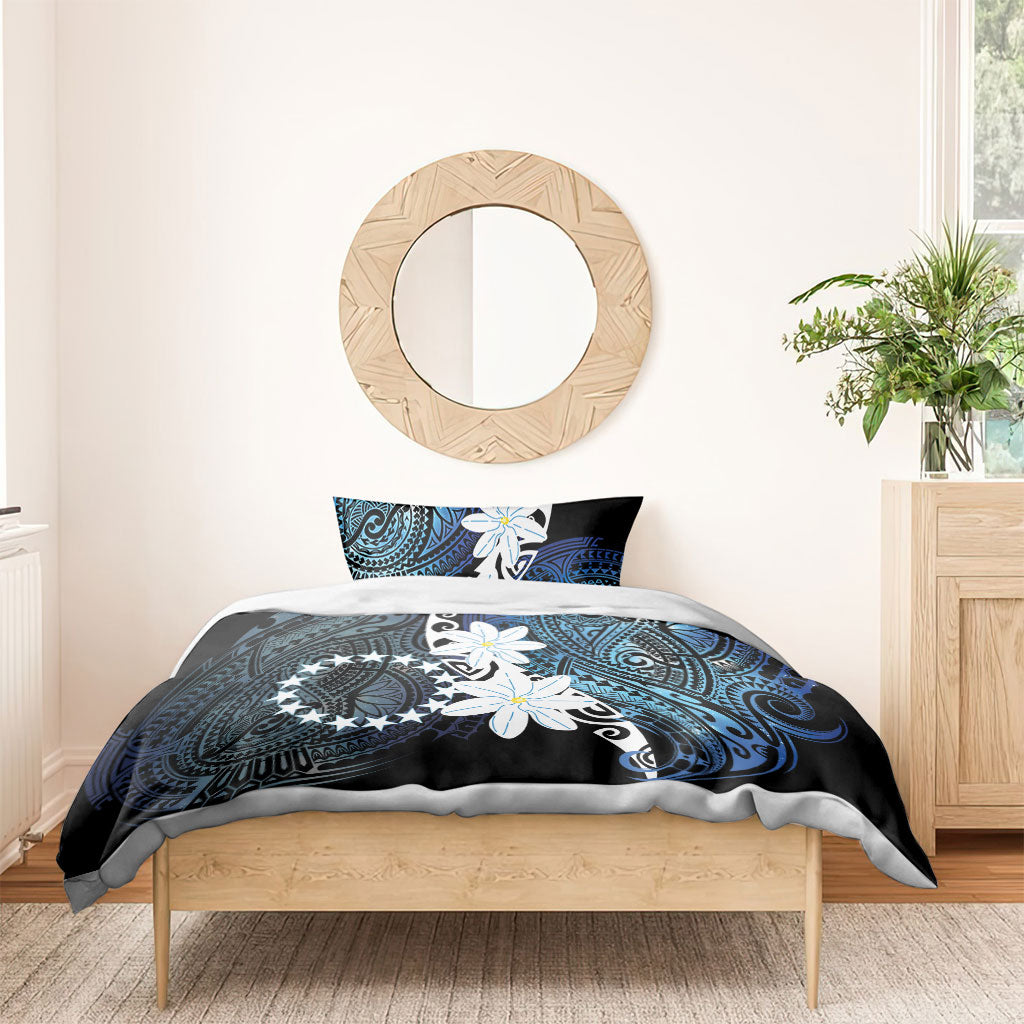 Cook Islands Maori Language Week Bedding Set Tiare Maori Kuki Airani Blue Pattern LT22 - Polynesian Pride