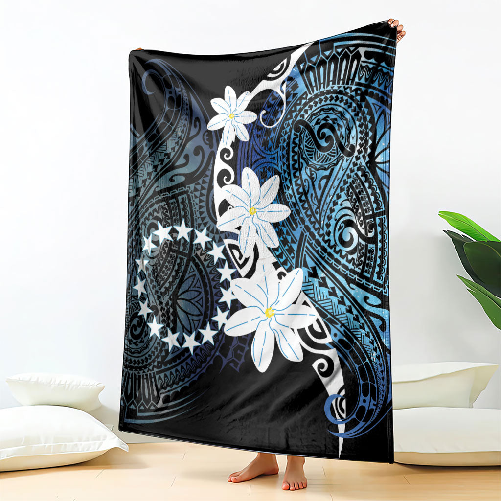 Cook Islands Maori Language Week Blanket Tiare Maori Kuki Airani Blue Pattern LT22 - Polynesian Pride