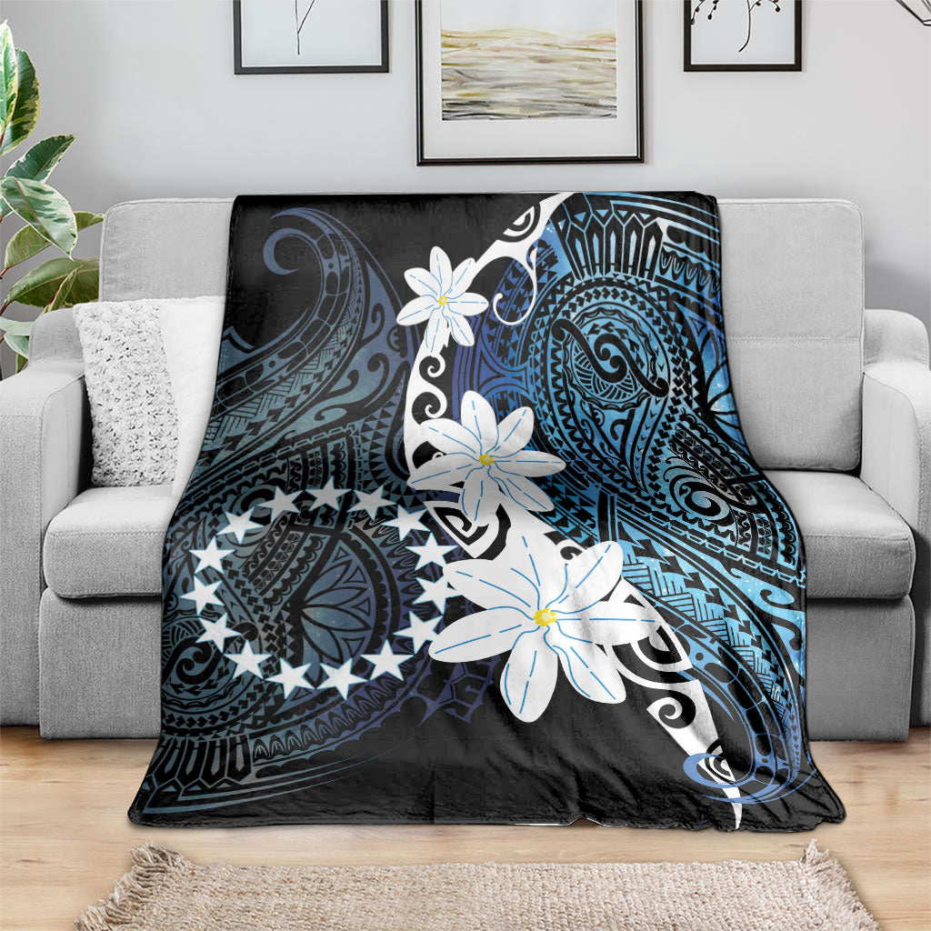 Cook Islands Maori Language Week Blanket Tiare Maori Kuki Airani Blue Pattern LT22 - Polynesian Pride