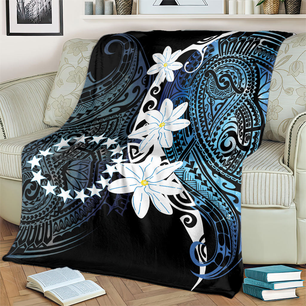 Cook Islands Maori Language Week Blanket Tiare Maori Kuki Airani Blue Pattern LT22 - Polynesian Pride