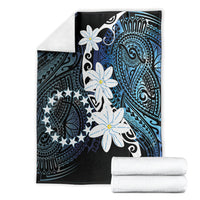 Cook Islands Maori Language Week Blanket Tiare Maori Kuki Airani Blue Pattern LT22 - Polynesian Pride