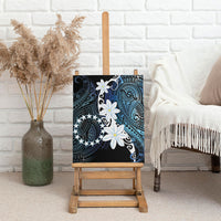 Cook Islands Maori Language Week Canvas Wall Art Tiare Maori Kuki Airani Blue Pattern LT22 - Polynesian Pride