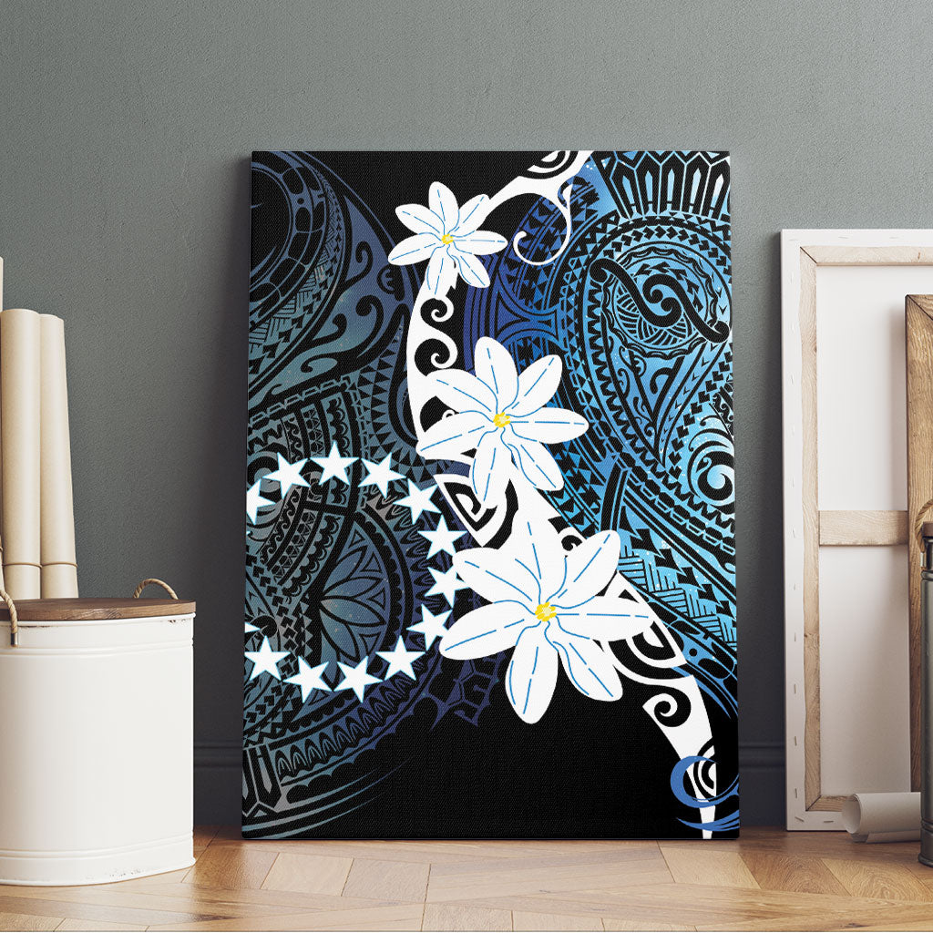 Cook Islands Maori Language Week Canvas Wall Art Tiare Maori Kuki Airani Blue Pattern LT22 - Polynesian Pride