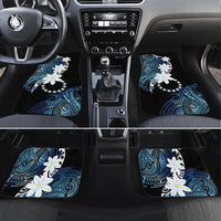 Cook Islands Maori Language Week Car Mats Tiare Maori Kuki Airani Blue Pattern LT22 Set 4pcs Blue - Polynesian Pride
