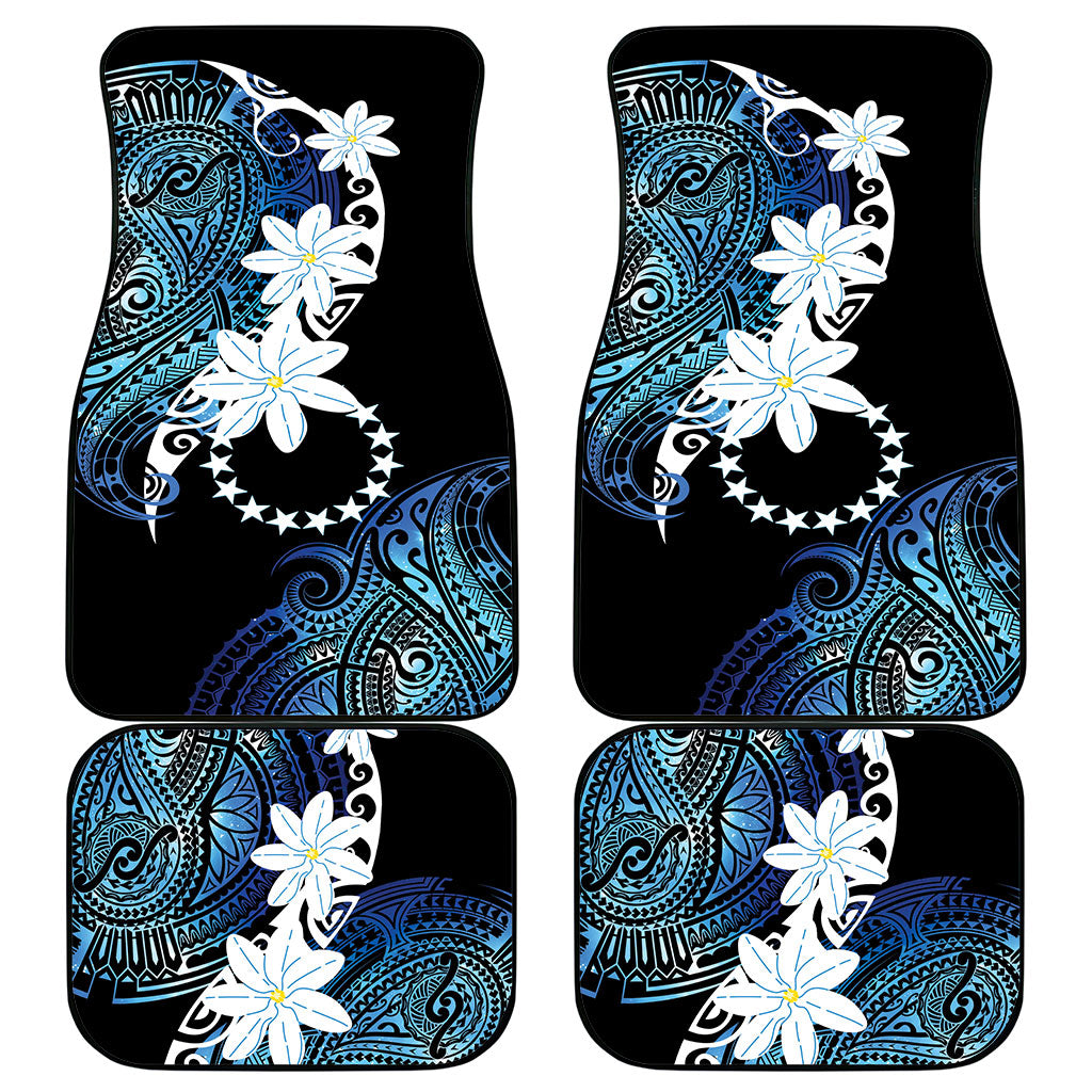 Cook Islands Maori Language Week Car Mats Tiare Maori Kuki Airani Blue Pattern LT22 - Polynesian Pride