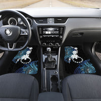 Cook Islands Maori Language Week Car Mats Tiare Maori Kuki Airani Blue Pattern LT22 Set 2pcs - Front Blue - Polynesian Pride