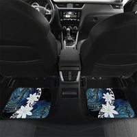 Cook Islands Maori Language Week Car Mats Tiare Maori Kuki Airani Blue Pattern LT22 Set 2pcs - Back Blue - Polynesian Pride
