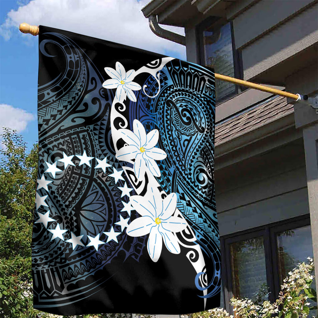 Cook Islands Maori Language Week Garden Flag Tiare Maori Kuki Airani Blue Pattern LT22 - Polynesian Pride