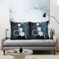 Cook Islands Maori Language Week Pillow Cover Tiare Maori Kuki Airani Blue Pattern LT22 - Polynesian Pride