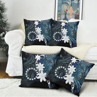 Cook Islands Maori Language Week Pillow Cover Tiare Maori Kuki Airani Blue Pattern LT22 - Polynesian Pride
