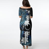 Cook Islands Maori Language Week Puletasi Tiare Maori Kuki Airani Blue Pattern LT22 - Polynesian Pride