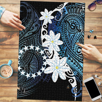 Cook Islands Maori Language Week Puzzle Tiare Maori Kuki Airani Blue Pattern LT22 Blue - Polynesian Pride