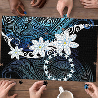 Cook Islands Maori Language Week Puzzle Tiare Maori Kuki Airani Blue Pattern LT22 - Polynesian Pride