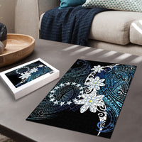 Cook Islands Maori Language Week Puzzle Tiare Maori Kuki Airani Blue Pattern LT22 - Polynesian Pride