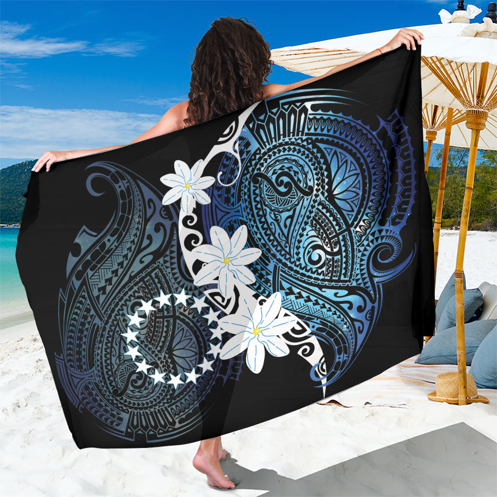Cook Islands Maori Language Week Sarong Tiare Maori Kuki Airani Blue Pattern LT22 One Size 44 x 66 inches Blue - Polynesian Pride