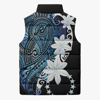 Cook Islands Maori Language Week Sleeveless Puffer Jacket Tiare Maori Kuki Airani Blue Pattern LT22 - Polynesian Pride